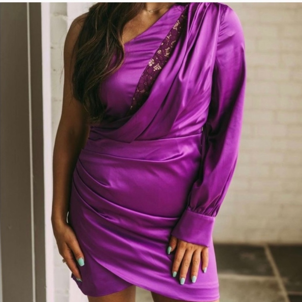 These Three Boutique Purple One Shoulder Dress